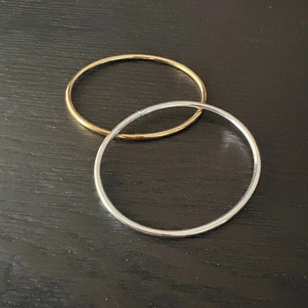 Jenny Bird Dane Bangle Set - One Silver and One Gold - 7" set - Picture 1 of 3